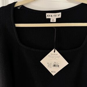 Ava and Viv by Target plus size square neck black sweater, brand new w/ tags